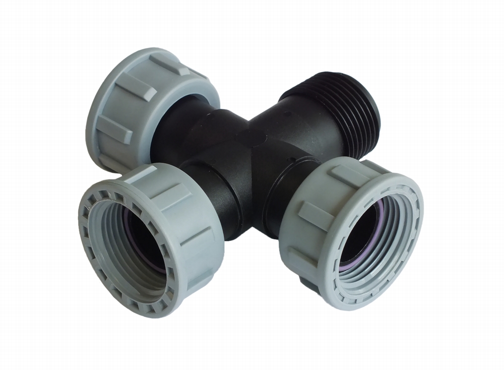 Kreuz-Verteiler 3xO-Ring-Dichtung 1" IG x 1" AG