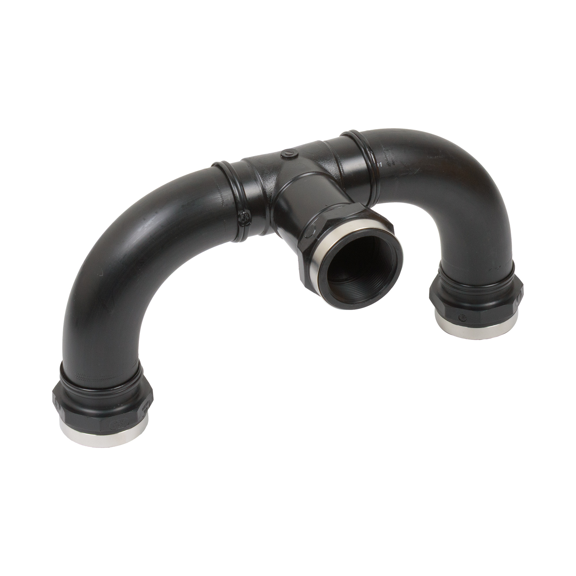 PE Hosenrohr horizontal DN50, 360 mm Abstand, 3x 2" IG