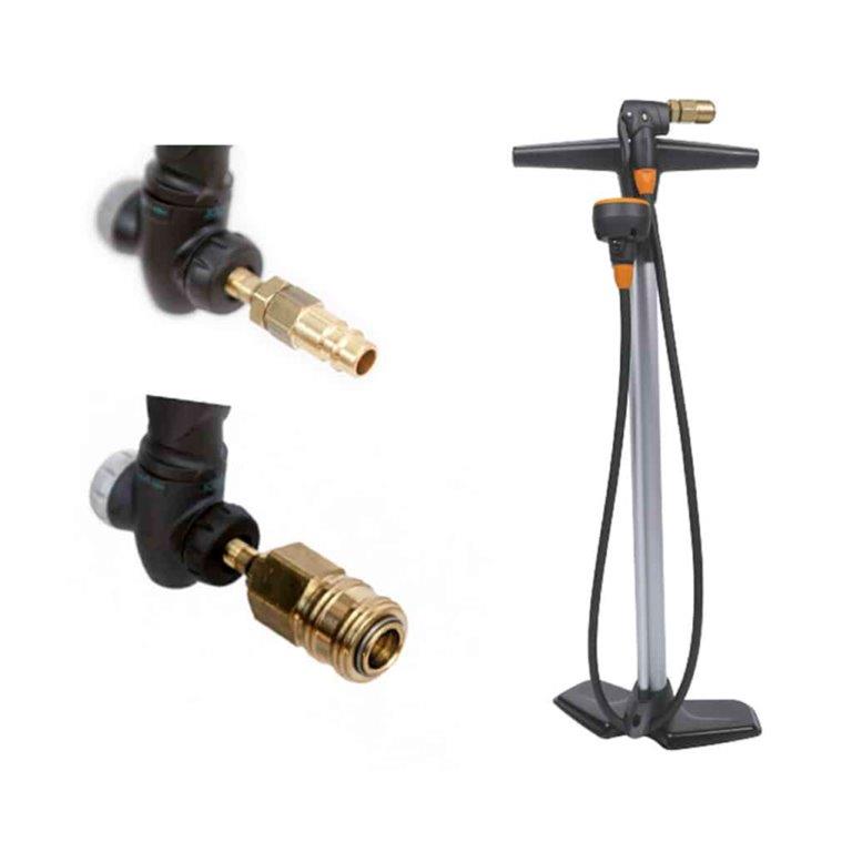 Handluftpumpe zur Befüllung der Rohrdichtkissen mit Adapter für die Füllschläuche