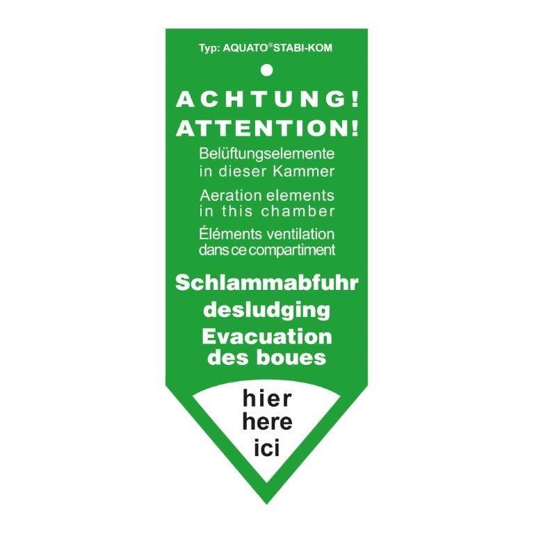 Hinweisschild Achtung Bel. SSB 23,5x10, grün