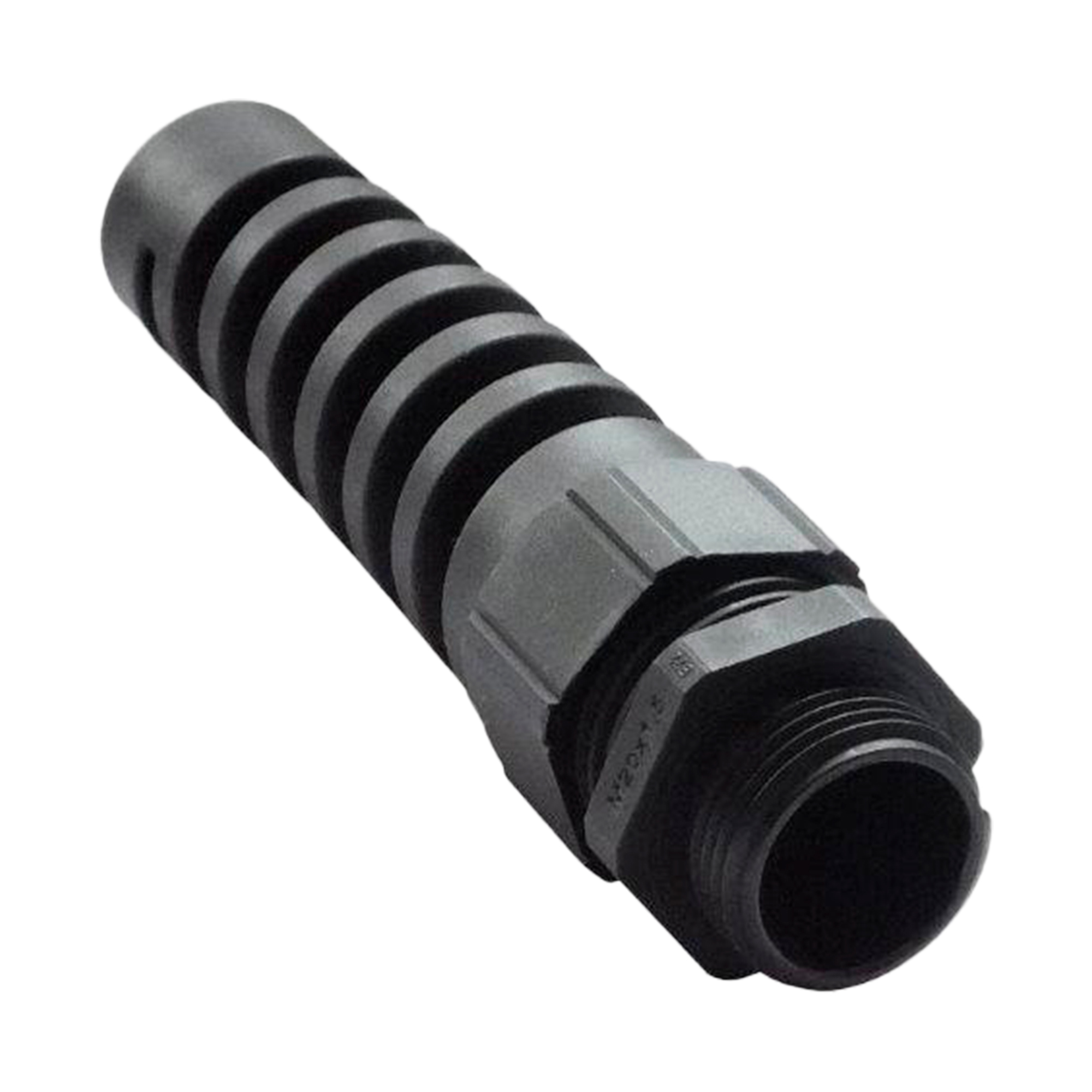 M12 Kabelverschraubung mit Biegeschutz; schwarz