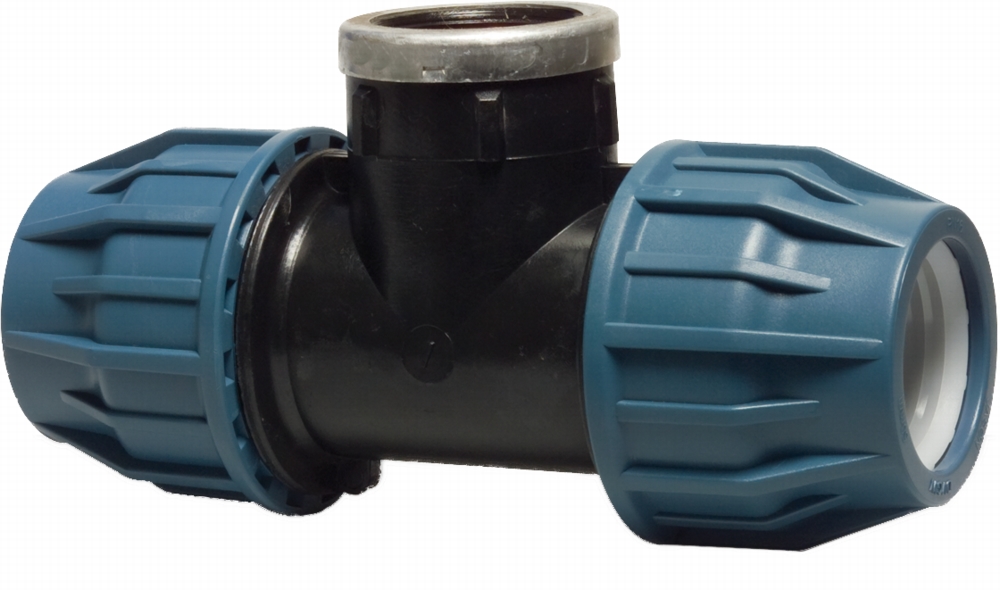 PP Kupplung J T-Stück 90° 32 mm x 1" IG x 32 mm