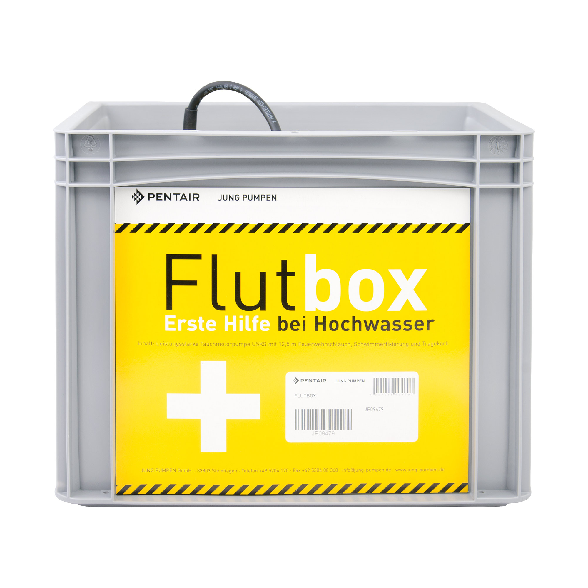 Die Flutbox – Das Erste-Hilfe Set bei Hochwasser; Fabrikat: Pentair Jung Pumpen, Made in Germany